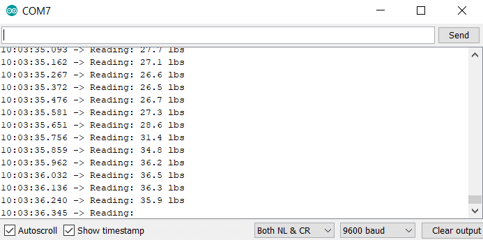 Load Cell Sample Output