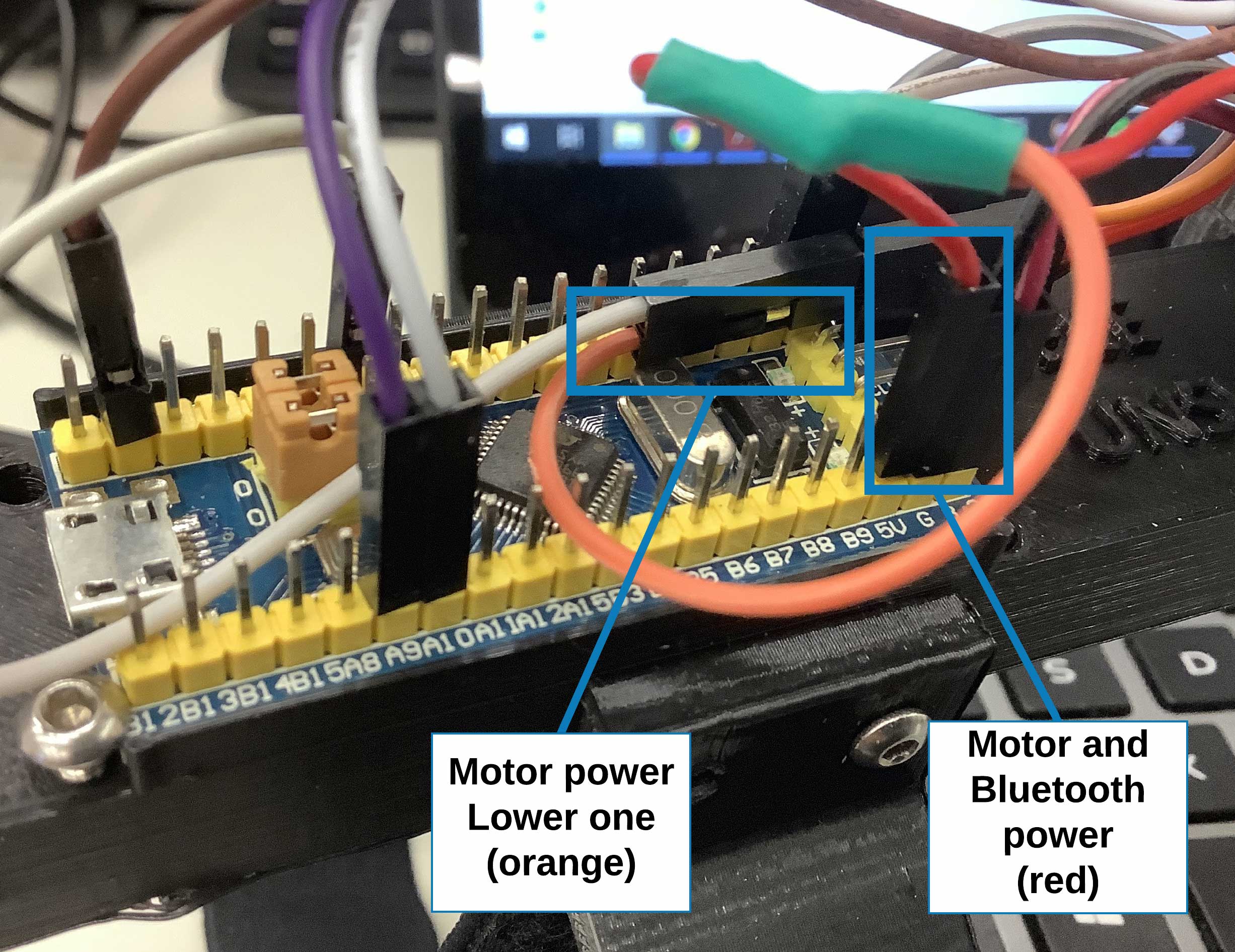 WARNING: Unplug motor power when programming STM32